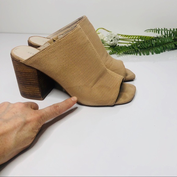 Kenneth Cole Kammie Slip On Tan Peep Toe Mules - Picture 5 of 8